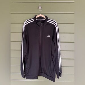 Adidas Men’s Track Jacket 2XLT Black White Stripes Full Zip NWT